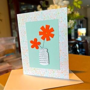 Flower in Vase w/Rhinestone Embellished Greeting Card